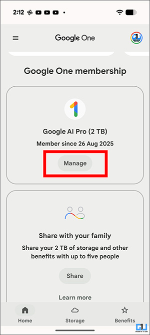 How to downgrade Google One AI Pro plan Picture 1
