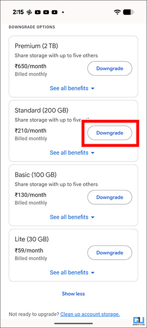 How to downgrade Google One AI Pro plan Picture 2