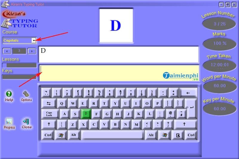 Picture 11 of How to download and use Kiran's Typing Tutor to practice 10-finger typing.
