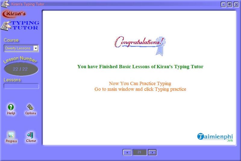 Picture 7 of How to download and use Kiran's Typing Tutor to practice 10-finger typing.