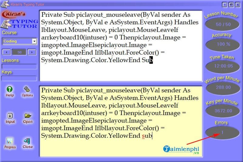 Picture 9 of How to download and use Kiran's Typing Tutor to practice 10-finger typing.