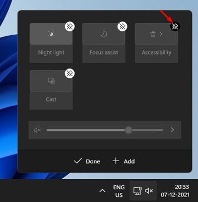 How to edit and reset Windows 11 Action Center Picture 2