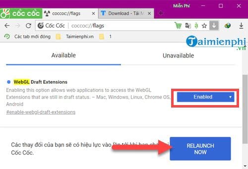 Picture 10 of How to enable and disable WebGL on Chrome, Cốc Cốc, and Firefox browsers.