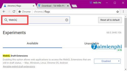 Picture 5 of How to enable and disable WebGL on Chrome, Cốc Cốc, and Firefox browsers.