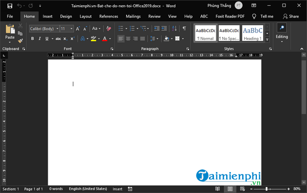 Picture 4 of How to enable Dark Mode in Office 2019 to protect your eyes.