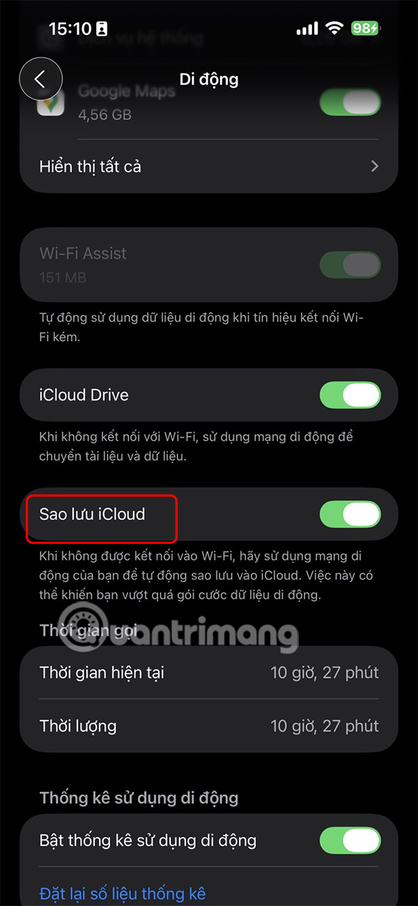 How to enable iCloud backup over cellular data Picture 2