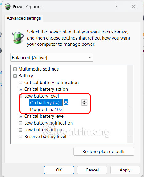 How to enable low battery warning on Windows 11 Picture 5