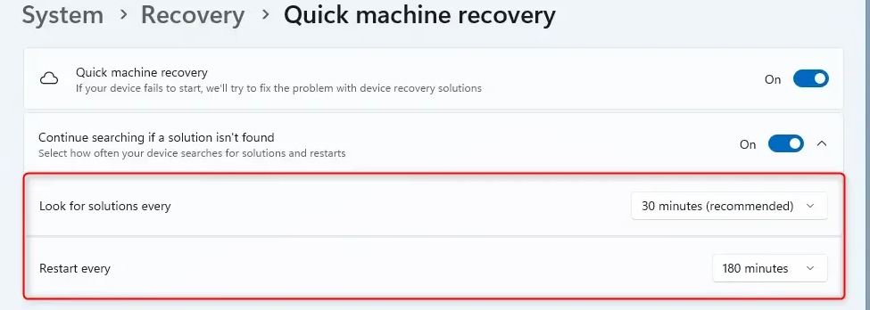 How to enable Quick Machine Recovery Windows 11 Picture 4