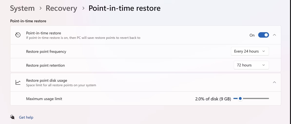 How to enable Windows 11 point-in-time restore Picture 2