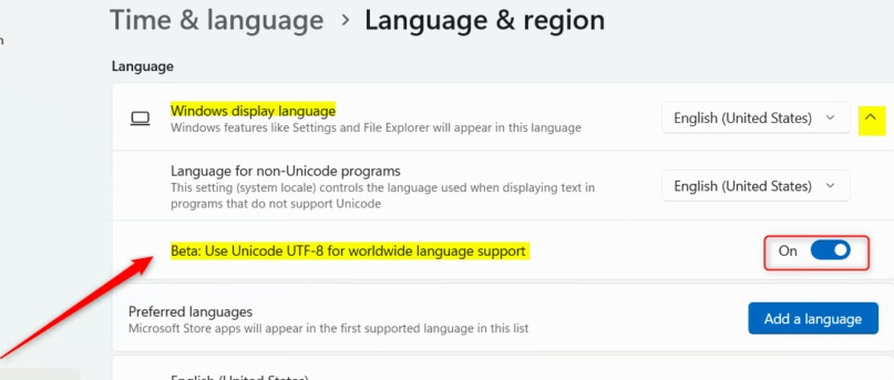 How to Enable Unicode UTF-8 in Windows 11 Picture 2