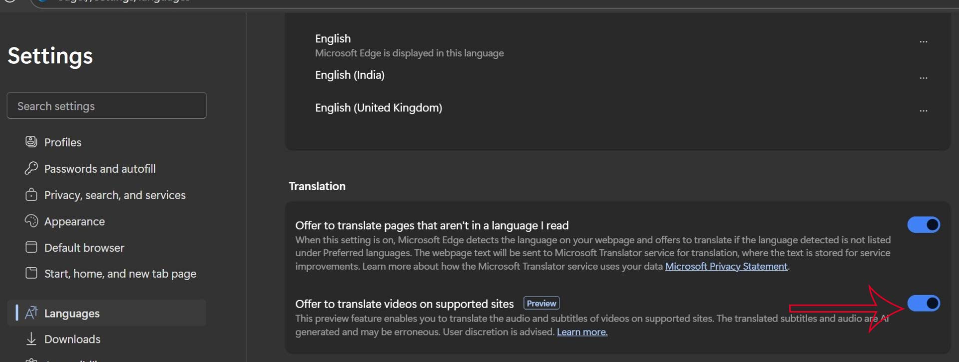 How to enable video translation in Microsoft Edge Picture 1