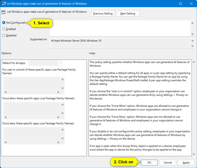 How to enable/disable application access to Generative AI in Windows 11 Picture 10
