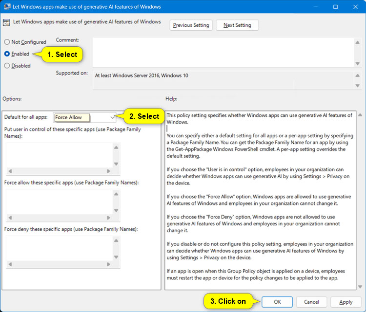 How to enable/disable application access to Generative AI in Windows 11 ...