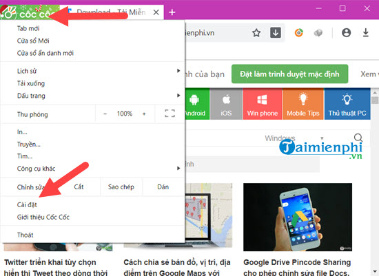 Picture 2 of How to fix a misaligned Cốc Cốc browser screen.