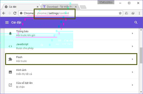 Picture 1 of How to fix the Flash blocking error due to outdated technology on Chrome and Cốc Cốc browsers.