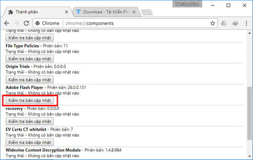 Picture 4 of How to fix the Flash blocking error due to outdated technology on Chrome and Cốc Cốc browsers.