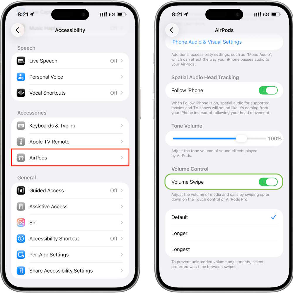 Picture 1 of How to fix the volume control swipe error on AirPods