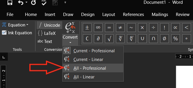 How to fix Word equation error not displaying correct form Picture 3