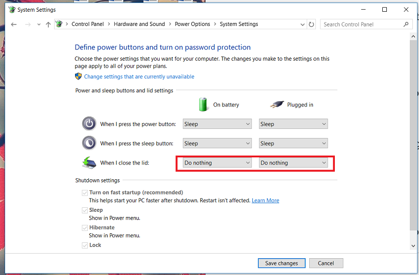 How to fold laptop screen without turning off Win 10 Picture 6