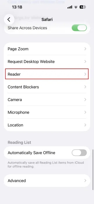 How to force Reader Mode to display on all websites Picture 1