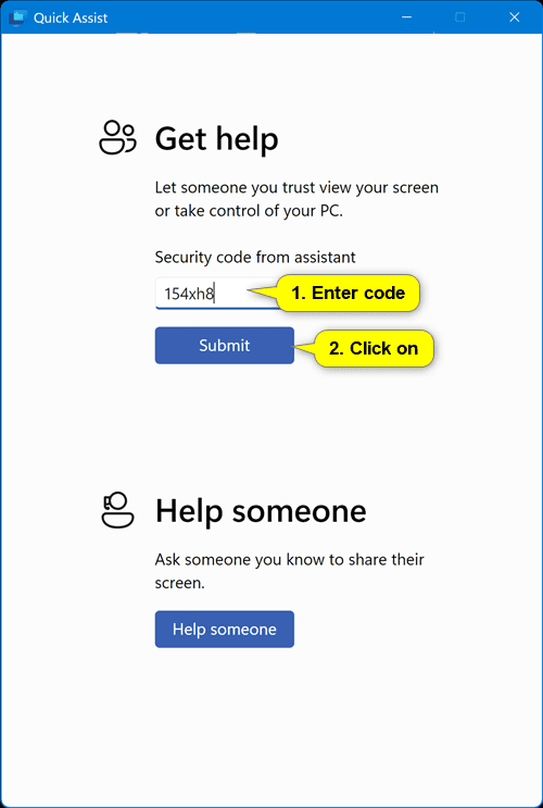 How to get and provide remote support using the Quick Assist app in Windows 11 Picture 11