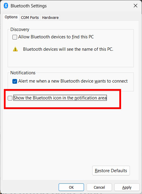 How to hide and show the Bluetooth icon on the Windows Taskbar Picture 5