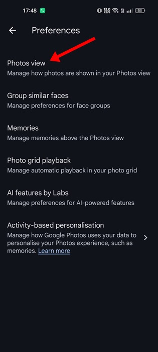 How to hide Google Photos content from other apps Picture 1