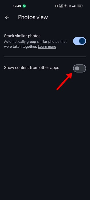 How to hide Google Photos content from other apps Picture 2