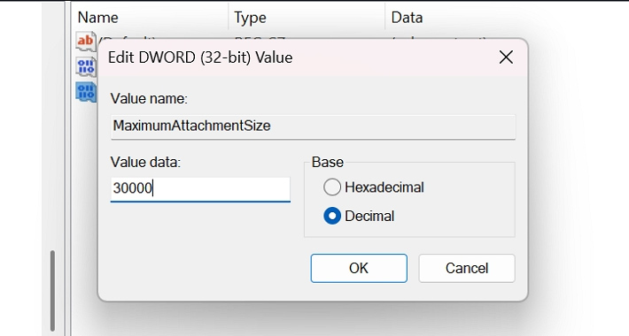 How to increase the Outlook attachment size limit Picture 1