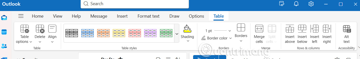 How to insert a table into an Outlook email Picture 5