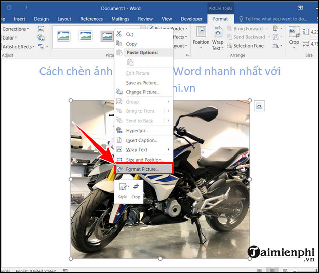 How to insert pictures into Word, edit size and format Picture 23
