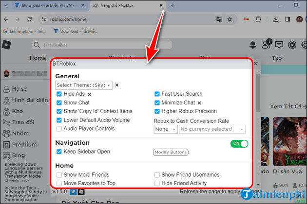 How to install and use BTRoblox on Google Chrome Picture 5