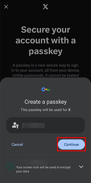 How to install passkey for application X (Twitter) Picture 5