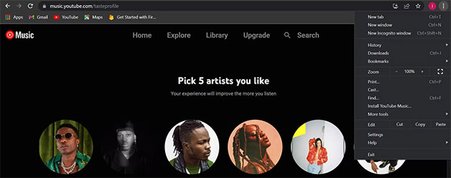 How to install YouTube Music on PC from your browser Picture 1