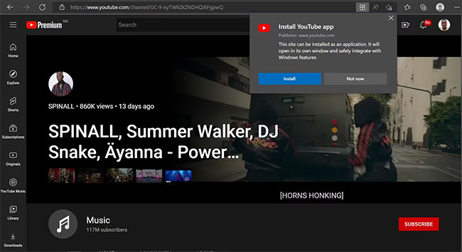 How to install YouTube Music on PC from your browser Picture 2