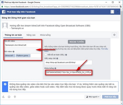 How to Live Stream Minecraft on Facebook Using OBS Picture 10