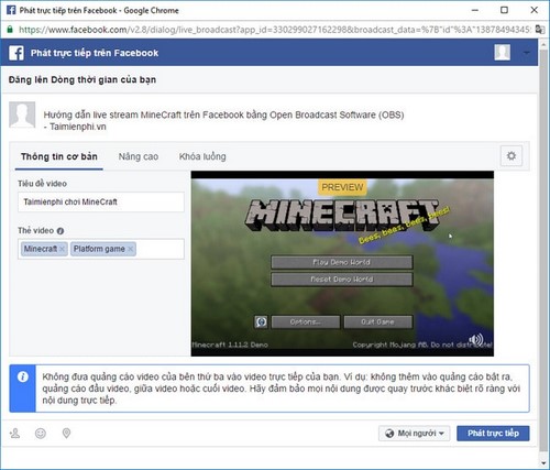 How to Live Stream Minecraft on Facebook Using OBS Picture 13