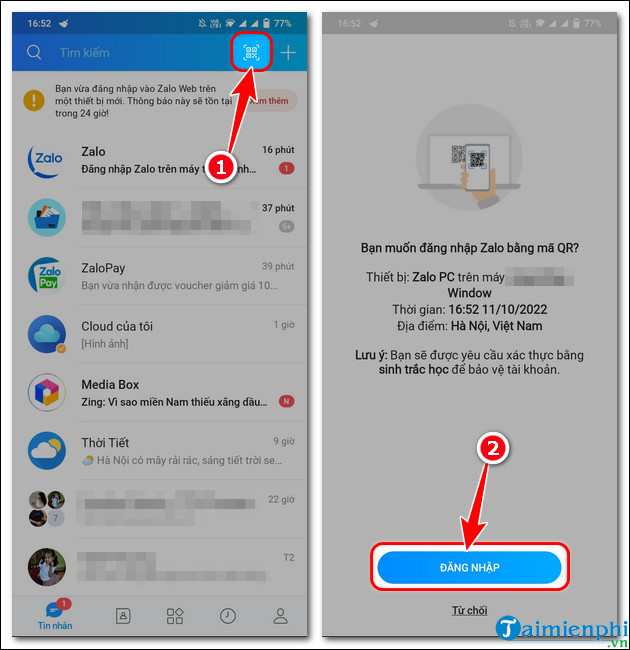 How to log in to Zalo on computer, phone, Zalo Web Picture 6
