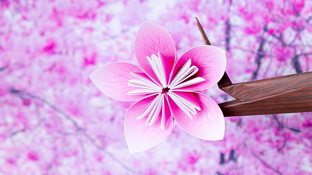 Picture 4 of How to make paper cherry blossoms, folding cherry blossoms from paper.