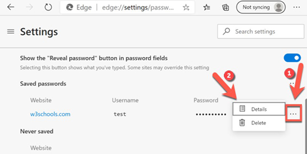 How to manage saved passwords on Microsoft Edge: View, delete, edit, export Picture 5