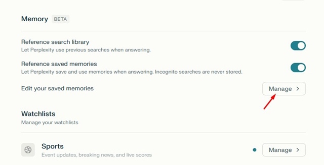 How to manage storage in Perplexity AI Picture 2