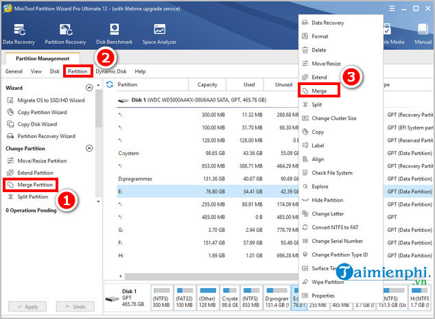 Picture 2 of How to merge drives using MiniTool Partition Wizard, delete hard drive partitions.