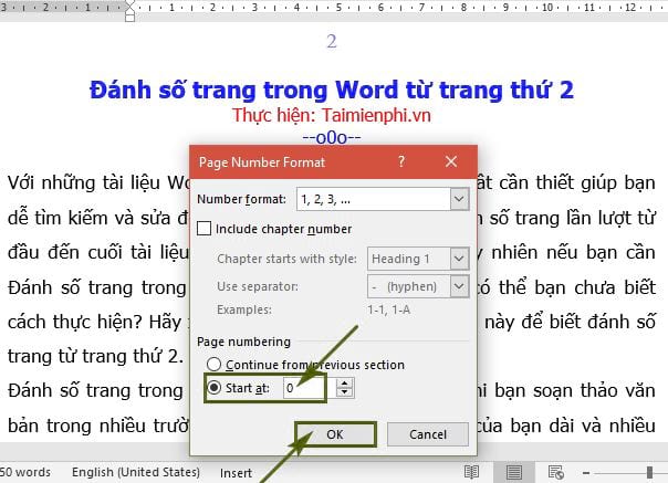 Picture 5 of How to number pages in Word starting from page 2