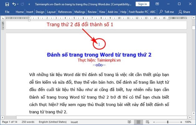 Picture 6 of How to number pages in Word starting from page 2