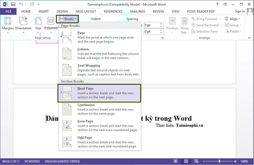 Picture 1 of How to number pages starting from any page in Word
