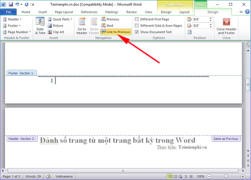 Picture 13 of How to number pages starting from any page in Word