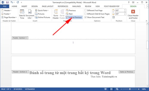 Picture 5 of How to number pages starting from any page in Word