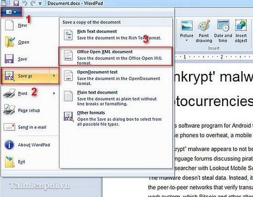 How to open and save DOCX files with WordPad without Word Picture 5