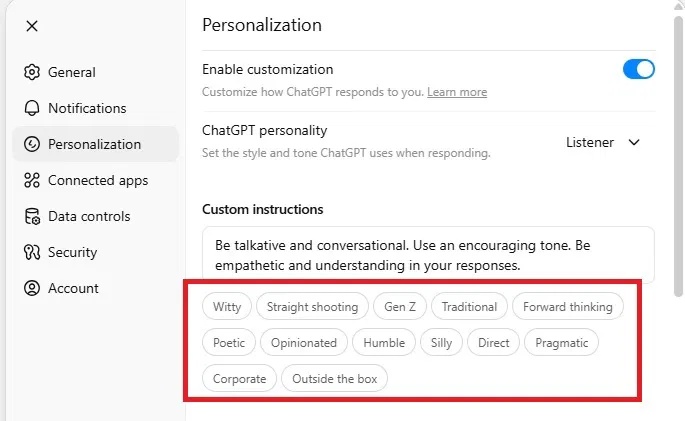 images 4 of How to personalize ChatGPT 5 for a more ChatGPT 4-like experience.