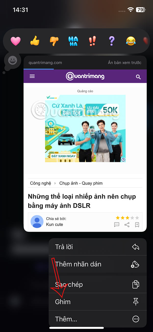 How to pin shared content in iPhone messages Picture 2